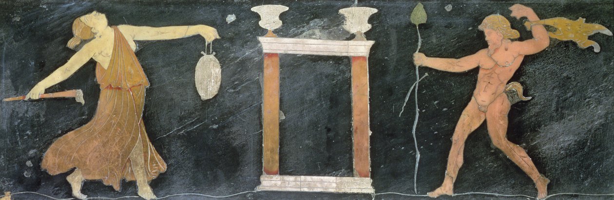 Taniec maenady i satyra (opus sectile) autorstwa Roman