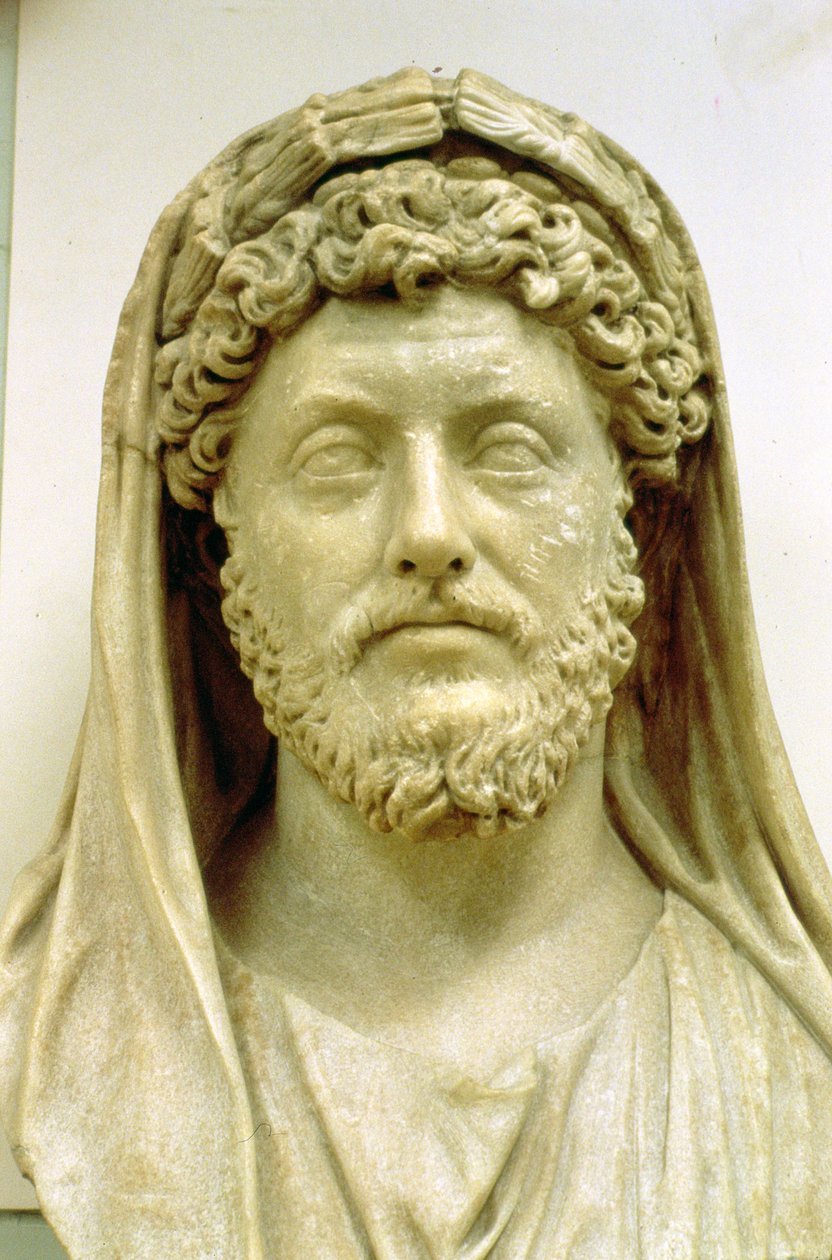 Popiersie portretowe Marka Aureliusza (AD 121-80) (marmur) autorstwa Roman