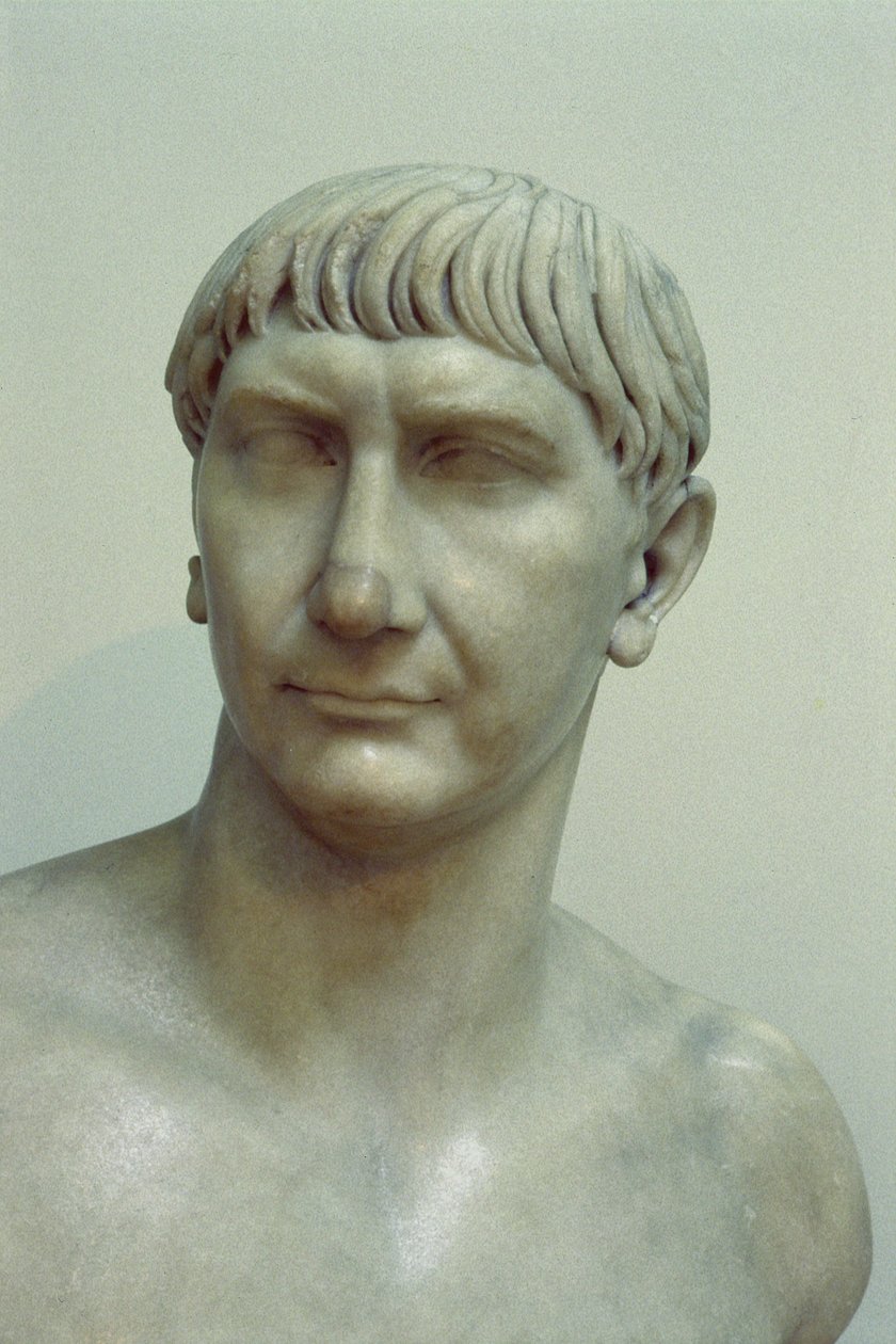 Portret cesarza Trajana (AD 53-117) (marmur) autorstwa Roman