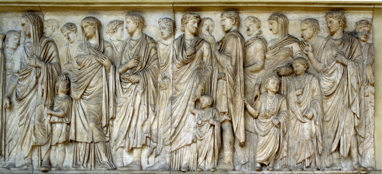 Procesja, południowa ściana Ara Pacis (marmur) autorstwa Roman