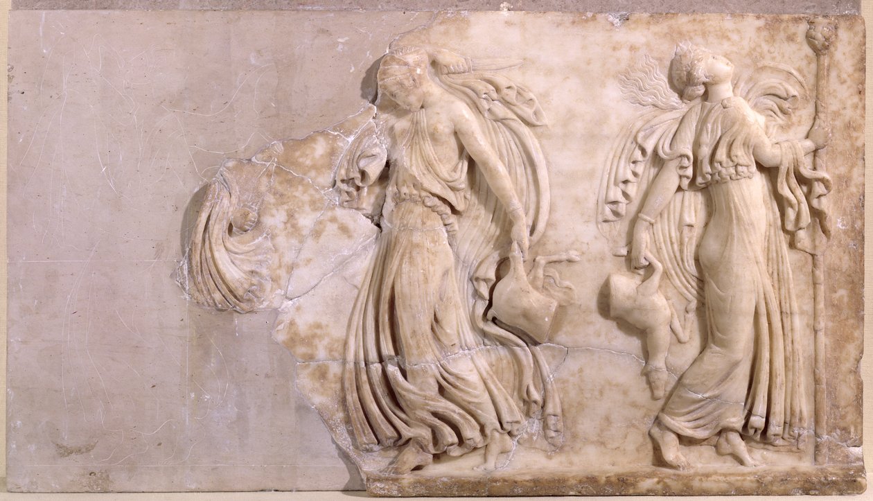 Relief przedstawiający tańczące maenady, z Tunezji (marmur) autorstwa Roman