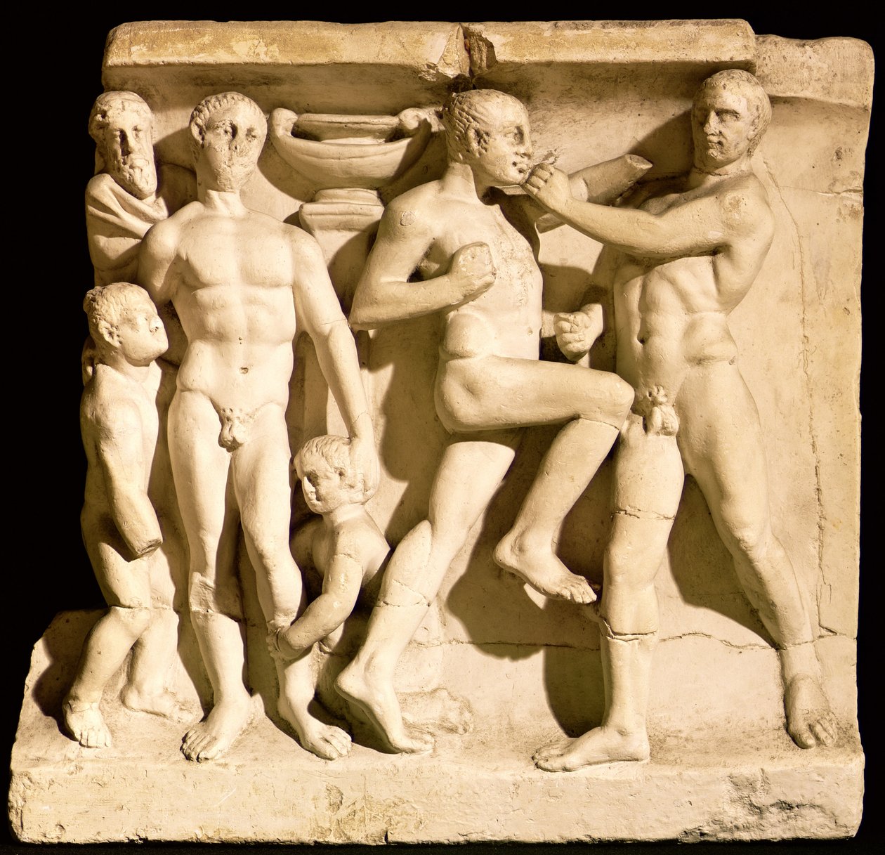 Relief przedstawiający zapaśników autorstwa Roman