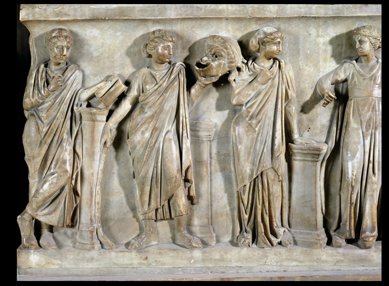 Sarkofag Muz, detale Clio, Thalia i Erato, ok. 160 marmur autorstwa Roman