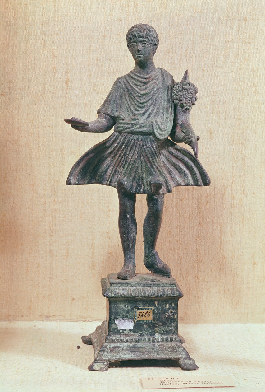Statuetka Lar, znaleziona w pobliżu Wezuwiusza (brąz) autorstwa Roman