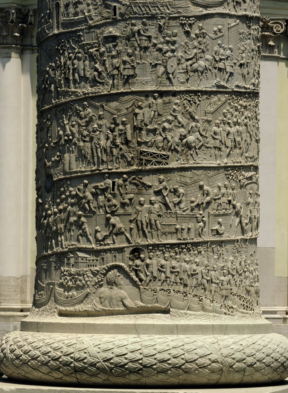Bitwa przeciwko Dacians, fragment z kolumny Trajana, 113 AD (wapień) autorstwa Roman