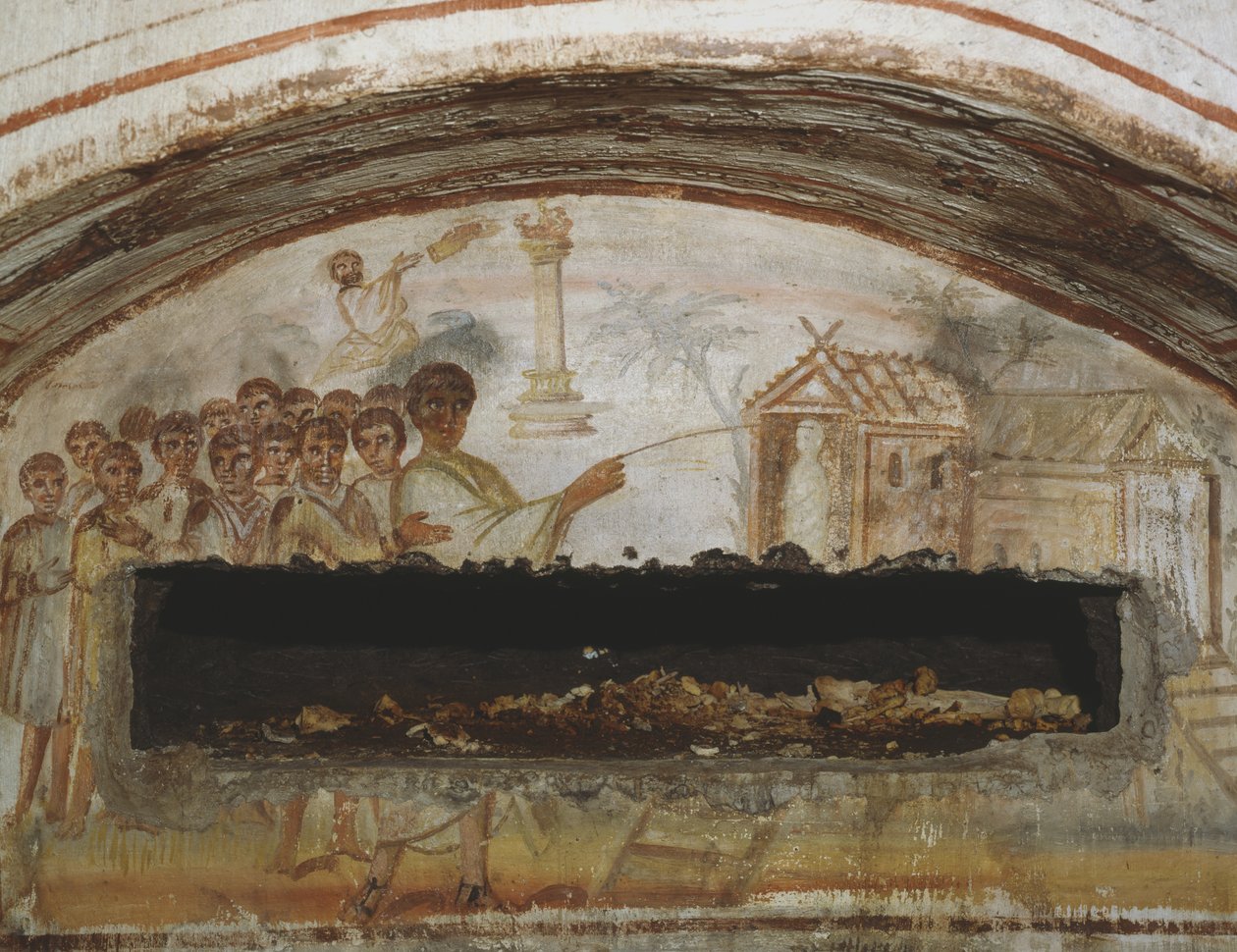 Wskrzeszenie Łazarza, katakumby Via Latina, Rzym autorstwa Roman