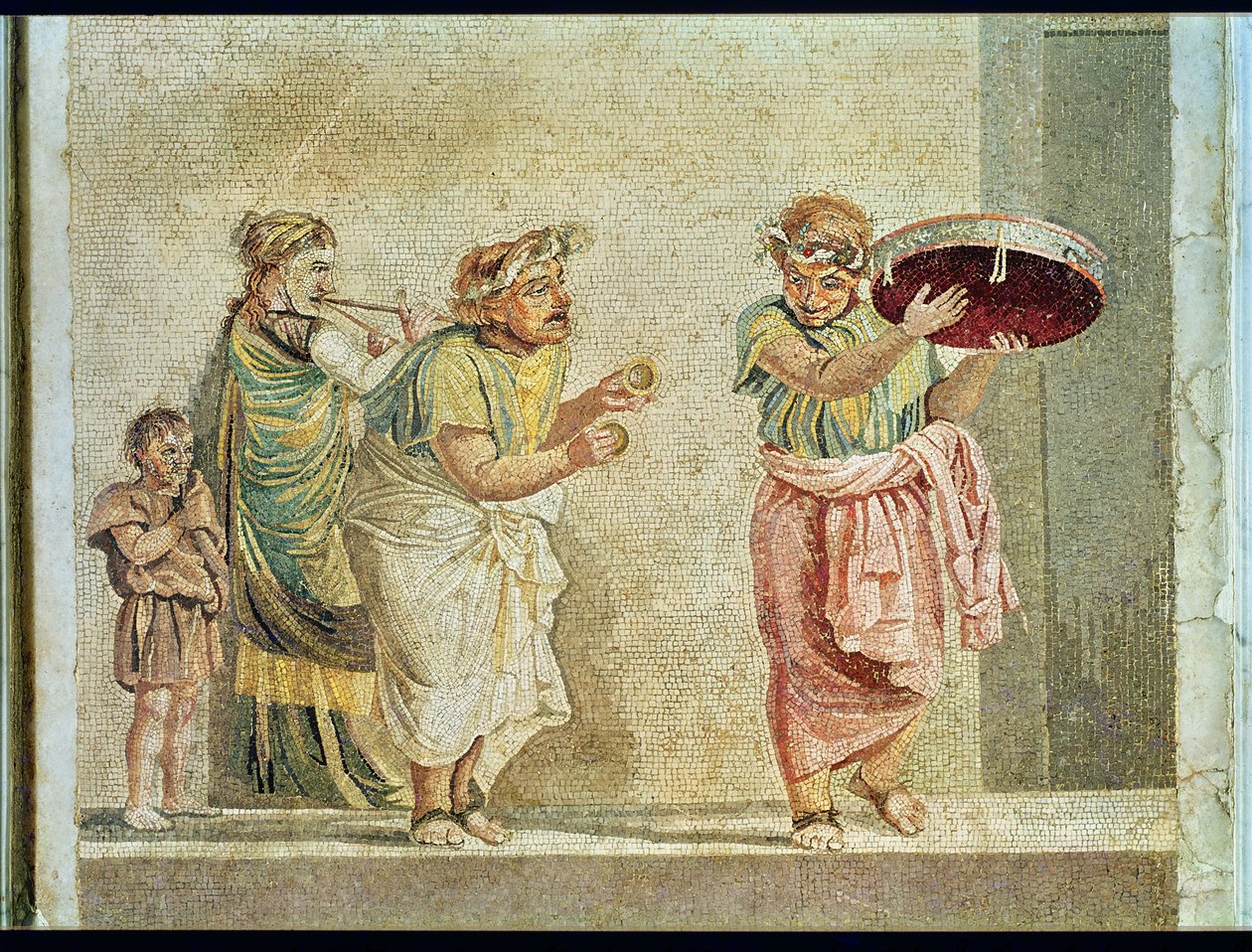 Muzycy uliczni, ok.100 pne (mozaika) autorstwa Roman