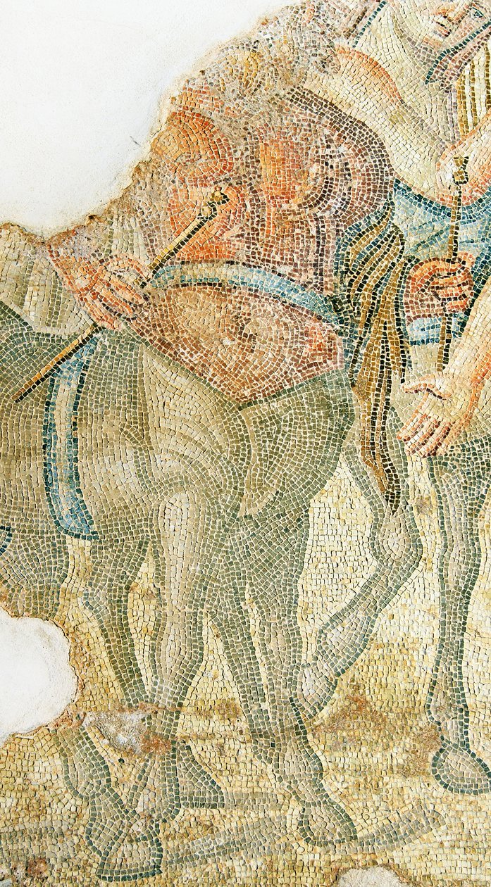 Triumfalna procesja Dionizosa, fragment dwóch centaurów, mozaika Dom Aiona, Pafos, Cypr autorstwa Roman