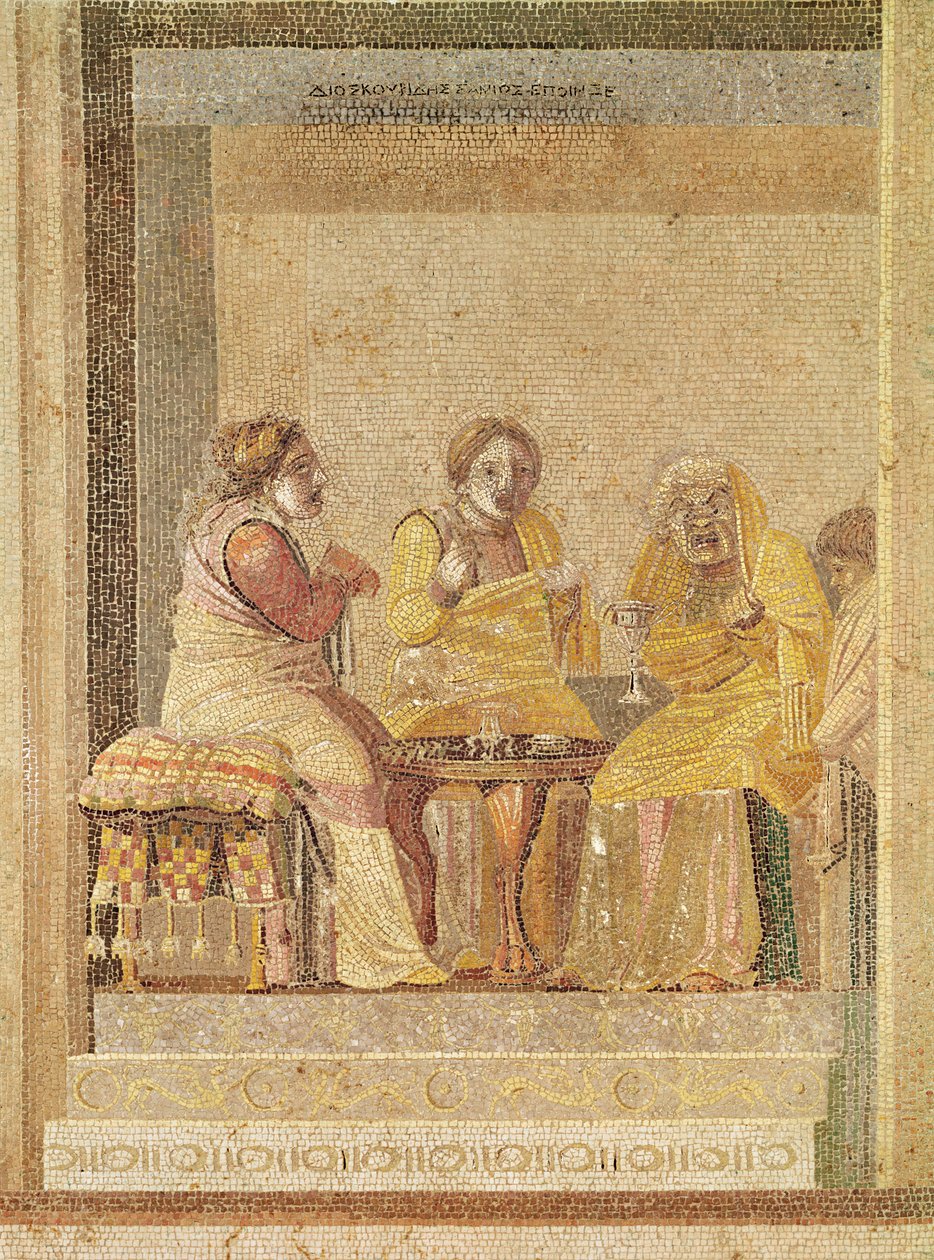 Scena teatralna: Magik z klientami (mozaika) autorstwa Roman