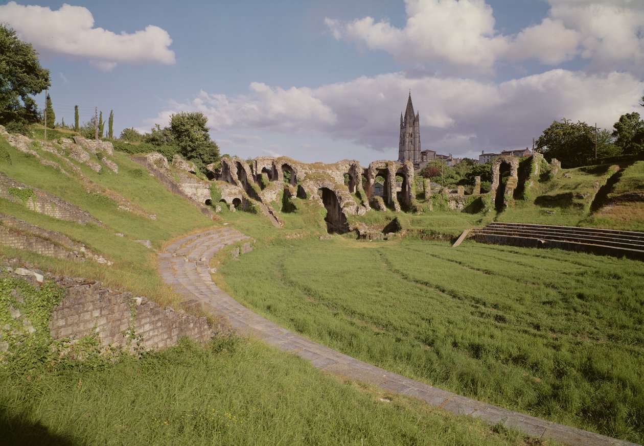 Widok amfiteatru wybudowanego za cesarza Klaudiusza (41-54 n.e.) autorstwa Roman
