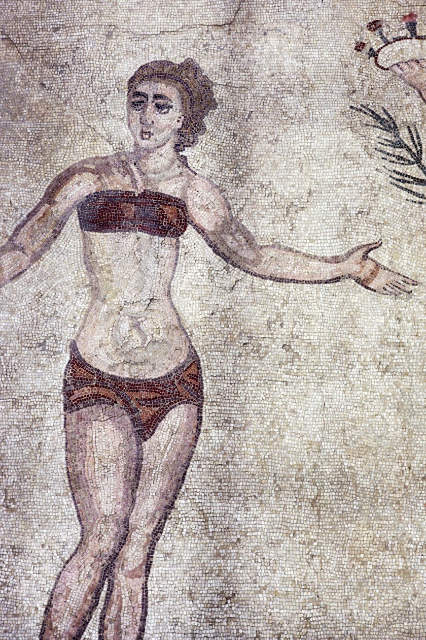 Kobieta w „bikini”, z Pokoju Dziesięciu Tańczących Dziewczyn (mozaika) autorstwa Roman