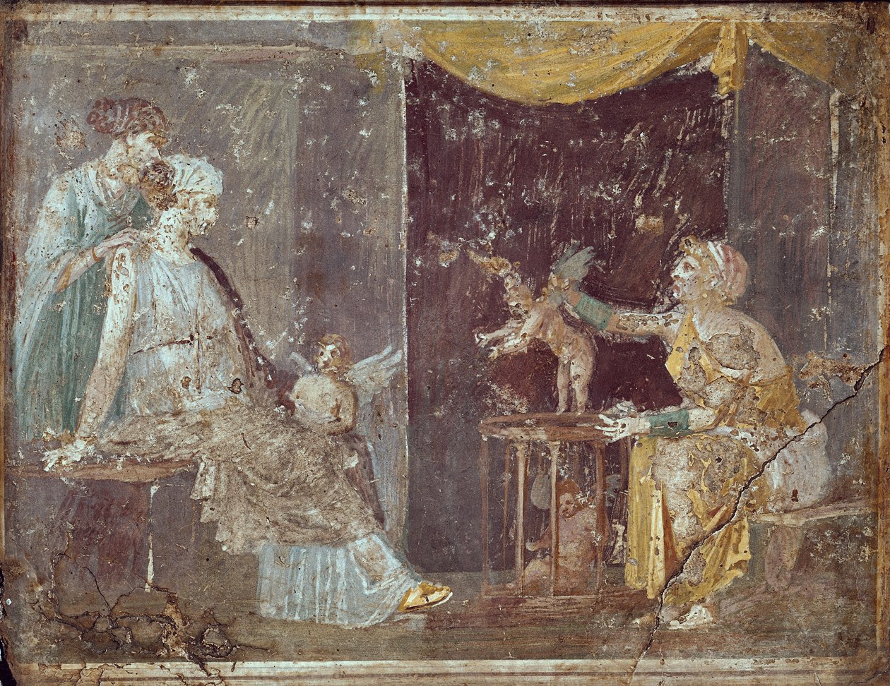 Kobieta sprzedająca kupidyny, Stabiae, I w. p.n.e.-79 n.e. autorstwa Roman