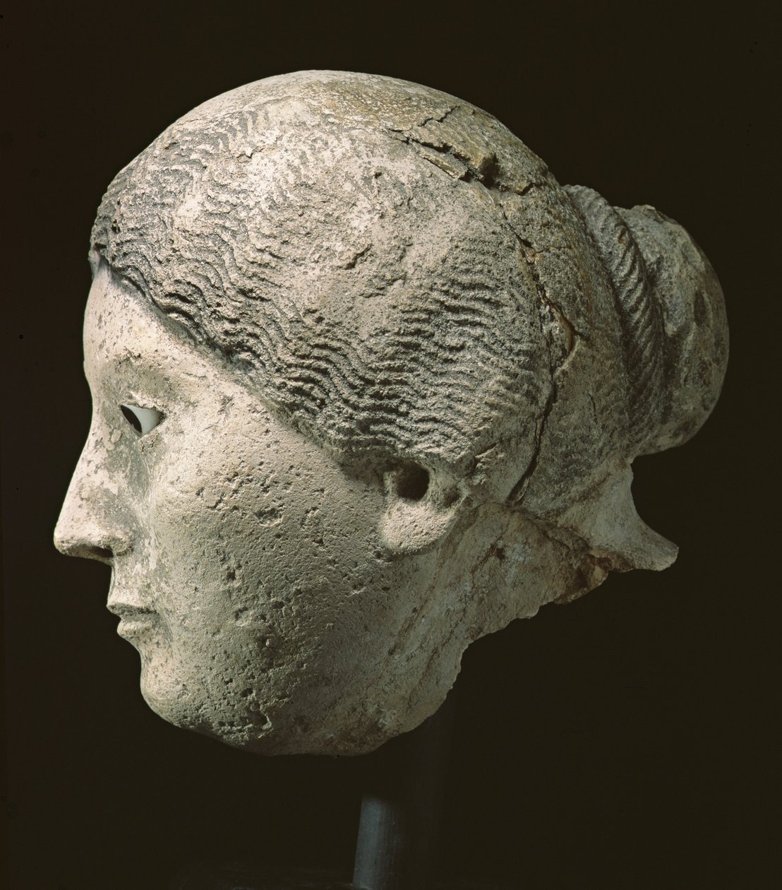 Widok z boku głowy kobiety, II lub III wiek n.e. (tynk) (patrz także 270971-972, 270974) autorstwa Roman Period Egyptian