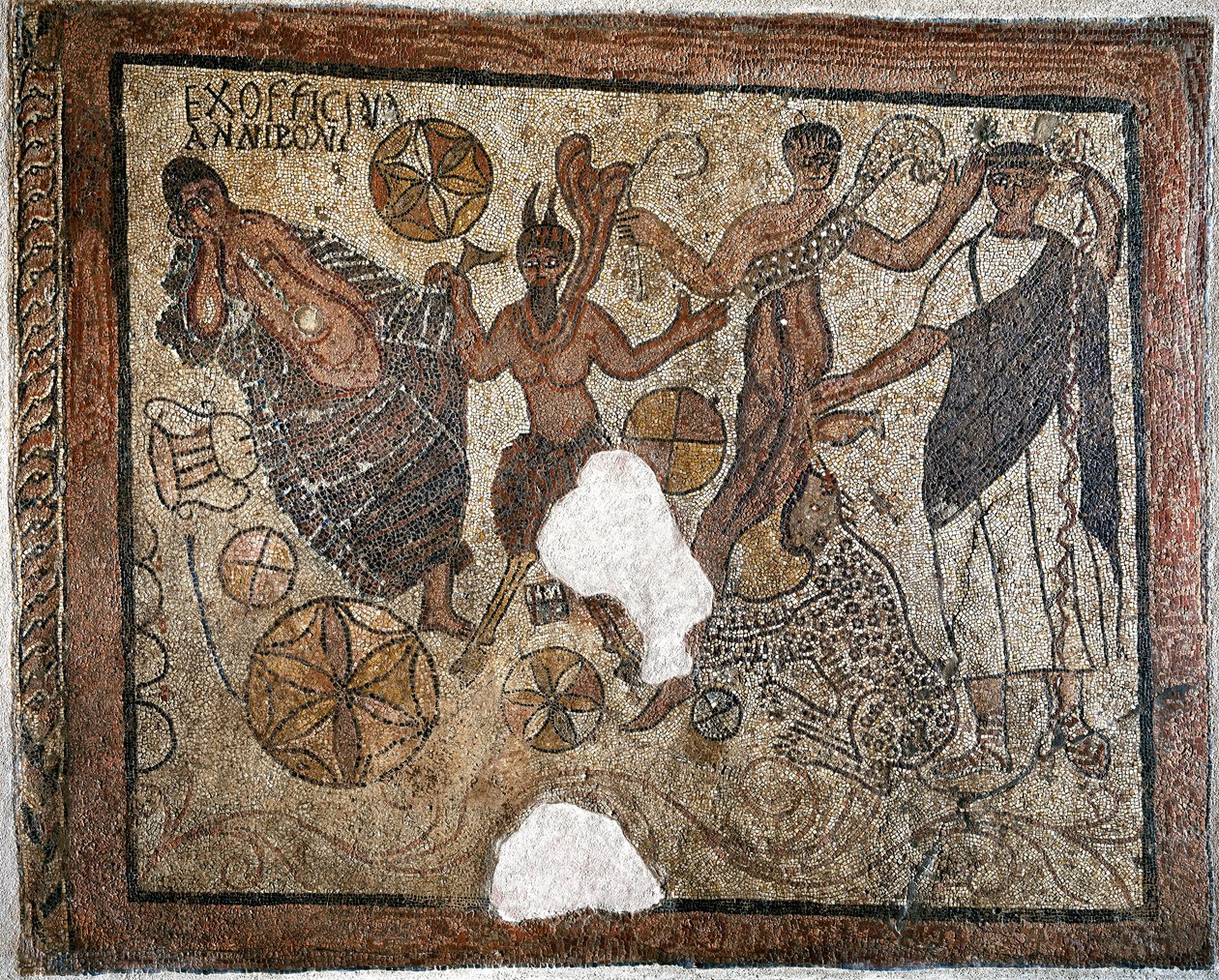 Dionizos i Ariadna - Mozaika, IV wiek autorstwa Roman