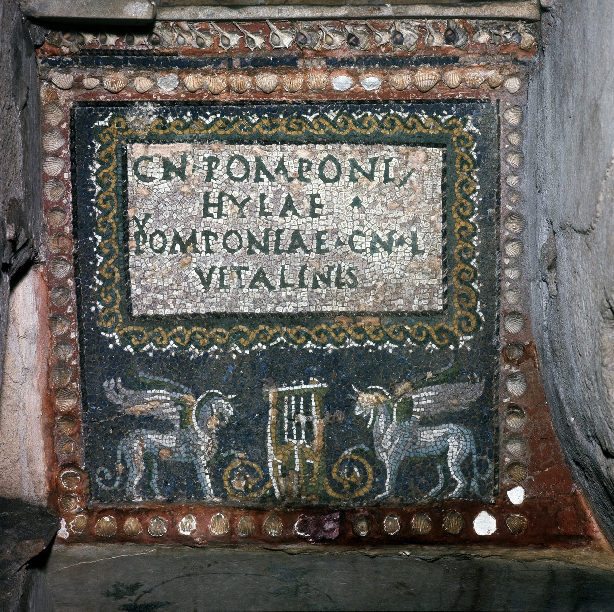 Mozaika grobu Pomponiego Hylaxa w Rzymie. autorstwa Roman
