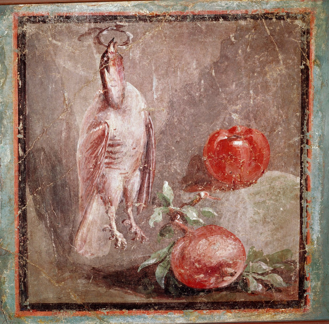 Kuropatwa i granaty (fresk autorstwa Roman