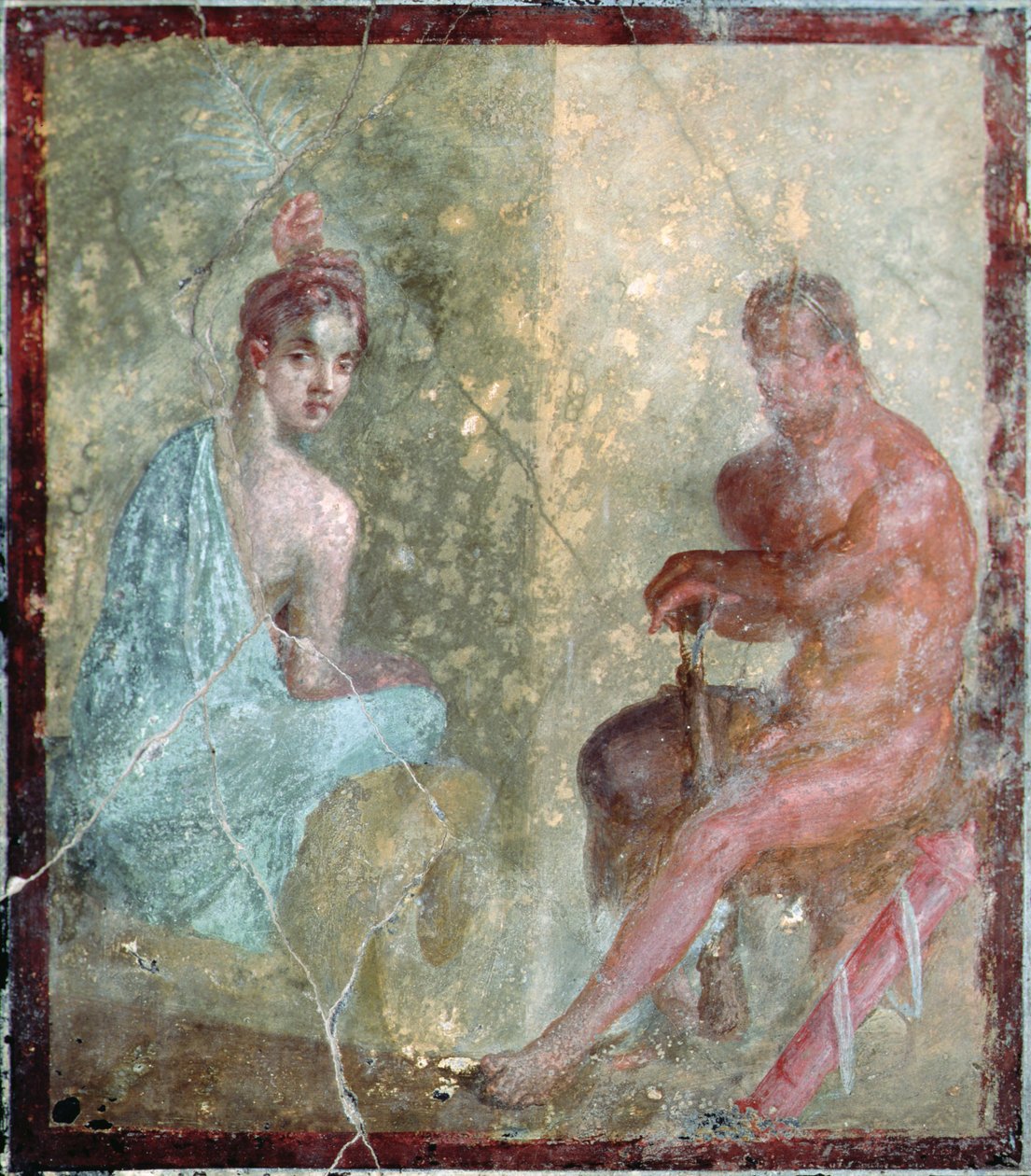 Siedząca para, Pompeje, Włochy (fresk) autorstwa Roman