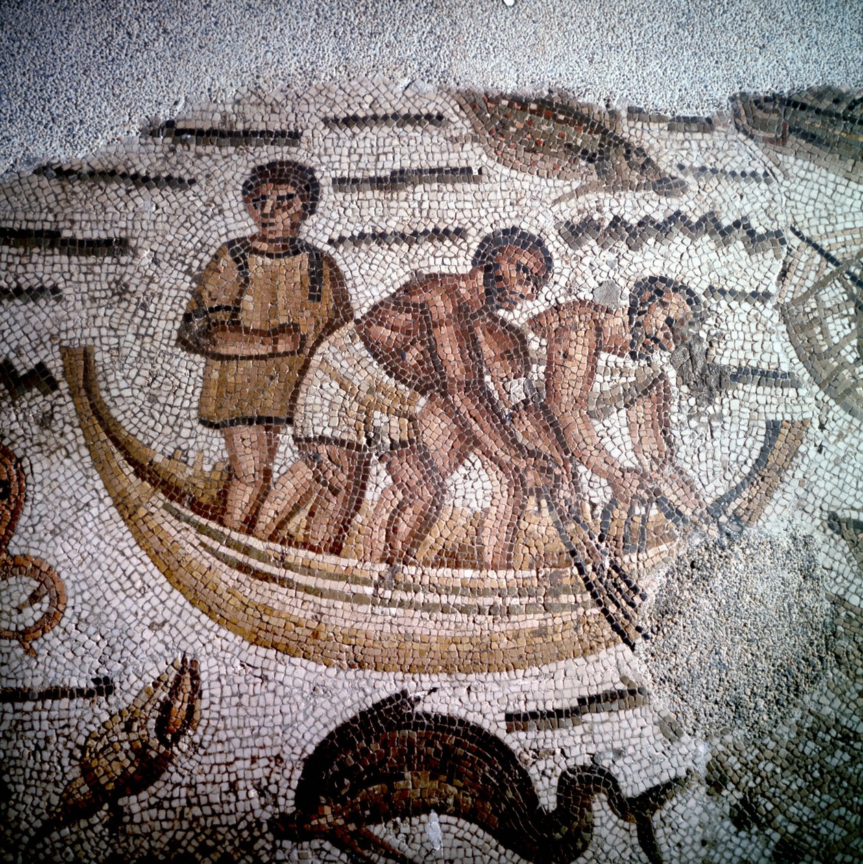Scena wędkarska w Mosaic w Hippo w Algierii. autorstwa Roman Roman
