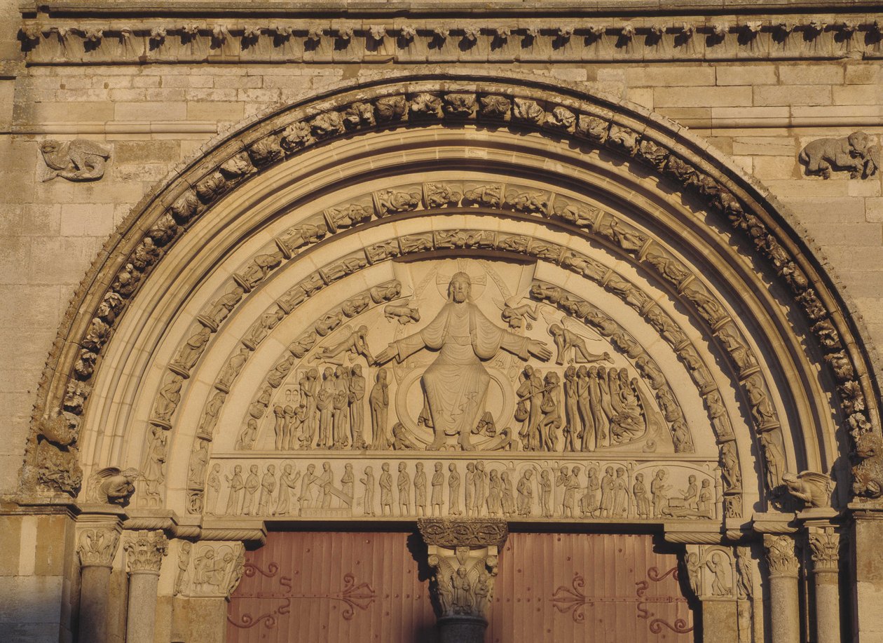 Tympanon katedralny Vezelay (Yonne 89) autorstwa Romanesque