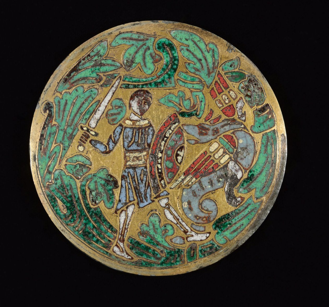 Wojownik walczący ze smokiem, ok.1170-1180 autorstwa Romanesque