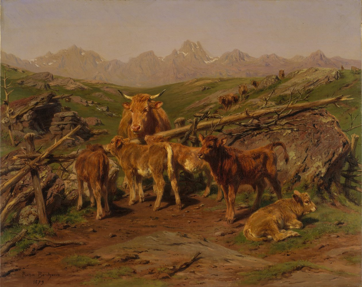 Odsadzanie cieląt, 1879. autorstwa Rosa Bonheur
