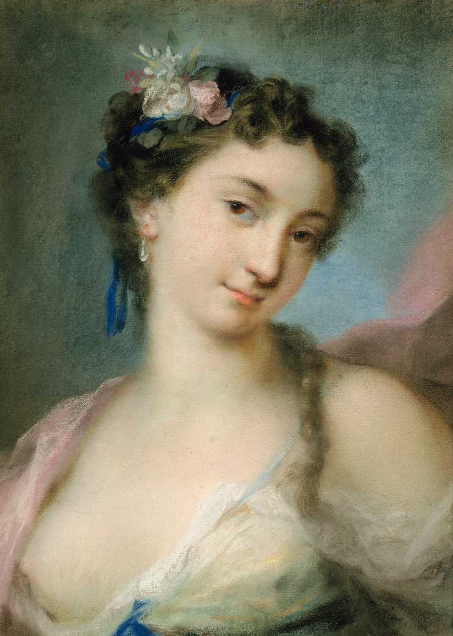 Portret damy jako Flora (pastel na papierze) autorstwa Rosalba Giovanna Carriera