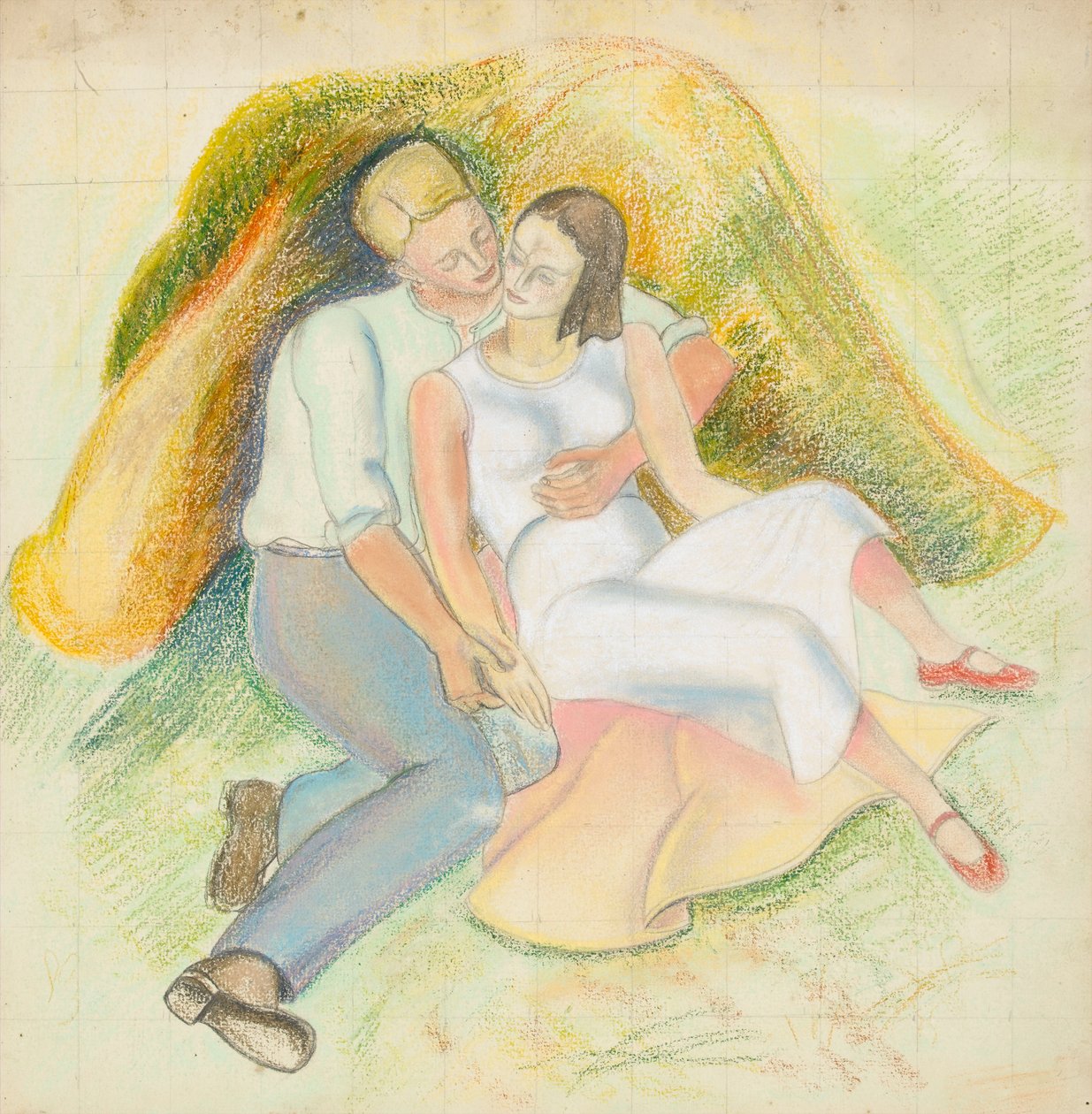 Kochankowie (pastel na papierze) autorstwa Rosalie Brill