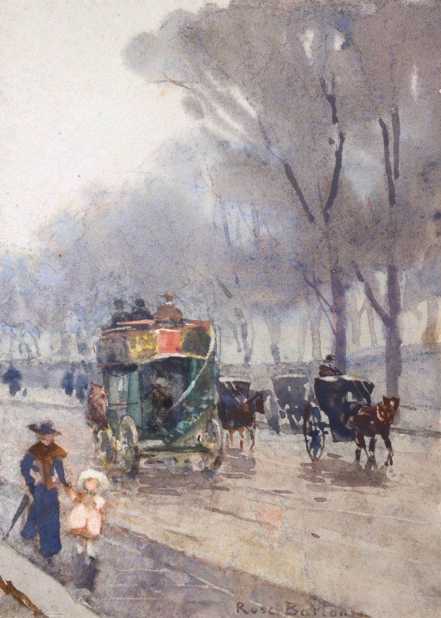 Park Lane z Omnibusem (akwarela) autorstwa Rose Maynard Barton