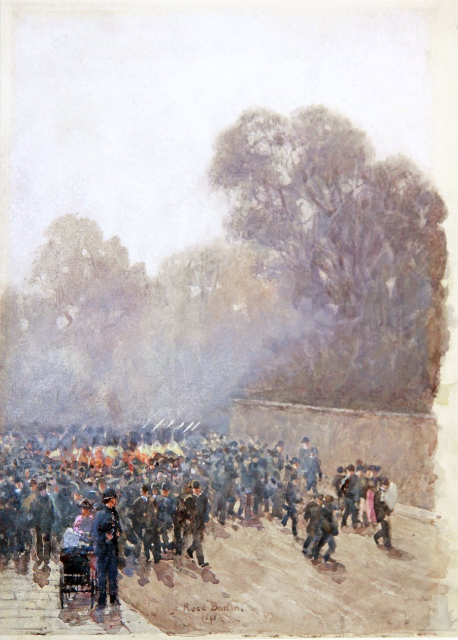 Parada żołnierzy 1891 (akwarela) autorstwa Rose Maynard Barton