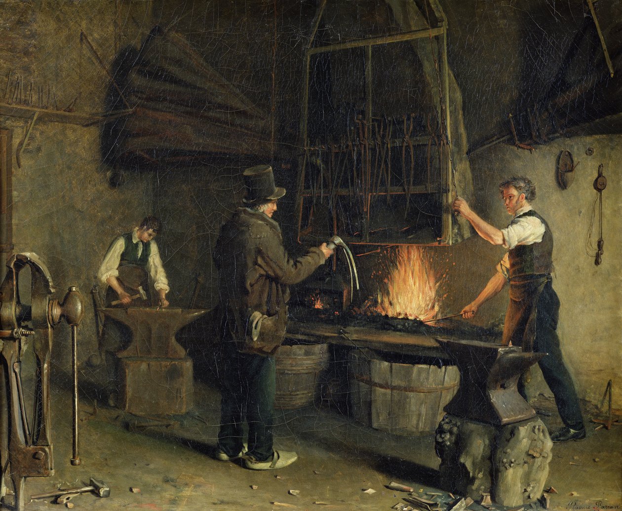 Wnętrze Kuźni, 1837 autorstwa Rosine Parran