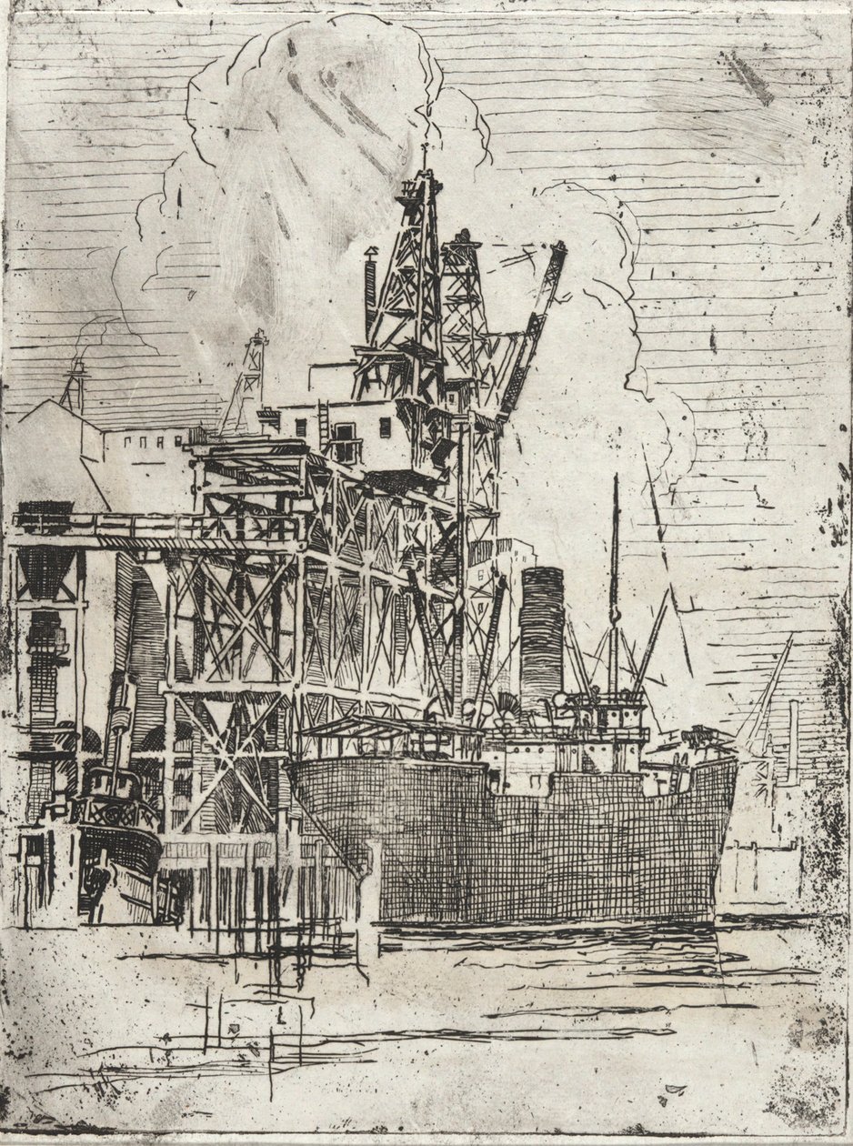 Frachtowiec w Pier autorstwa Roswell Morse Shurtleff