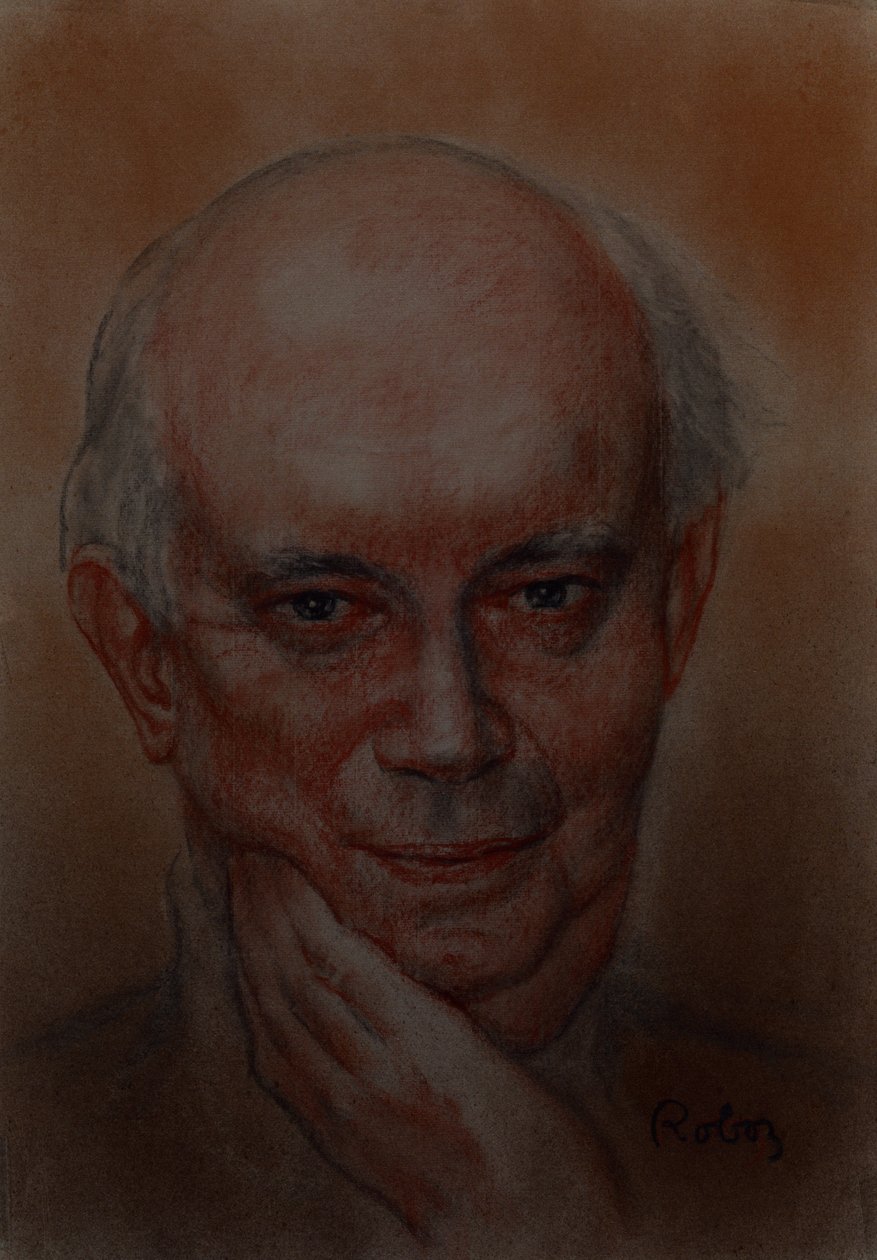 Portret Alan Ayckbourn autorstwa Zsuzsi Roboz w pastelach c autorstwa Rudolf Eichstaedt