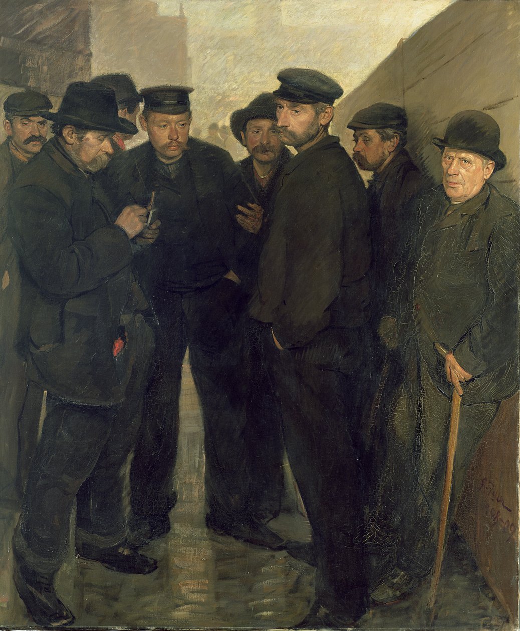 Bezrobotni, ok. 1908-9 (olej na płótnie) autorstwa Rudolf Jacob Zoller