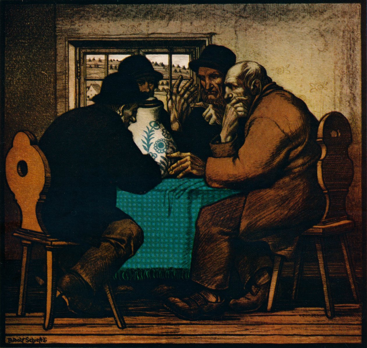 „Pijący”, ok. 1927 r. autorstwa Rudolf Schiestl