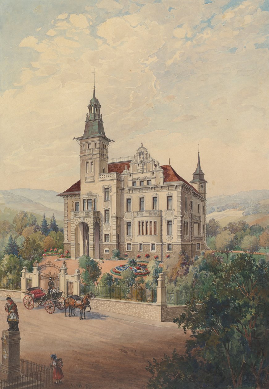 Widok szwajcarskiej willi, 1896 r. autorstwa Rudolf von Alt