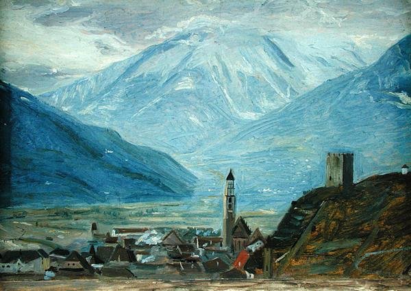 Merano w śniegu, ok. 1840 (olej na papierze na tekturze) autorstwa Rudolph Friedrich Wasmann