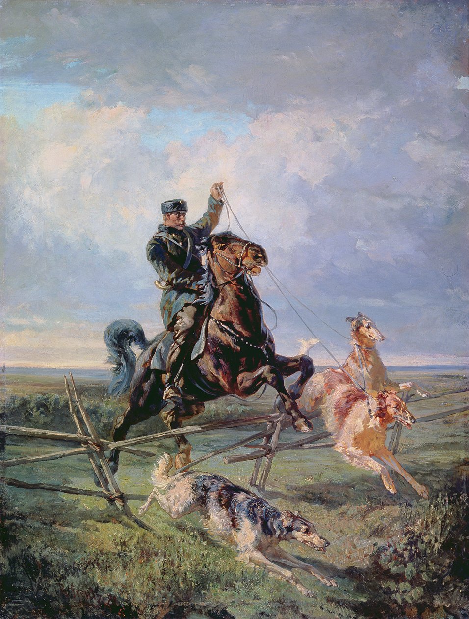 Łowca z Borzojami, 1872 autorstwa Rudolph Frenz