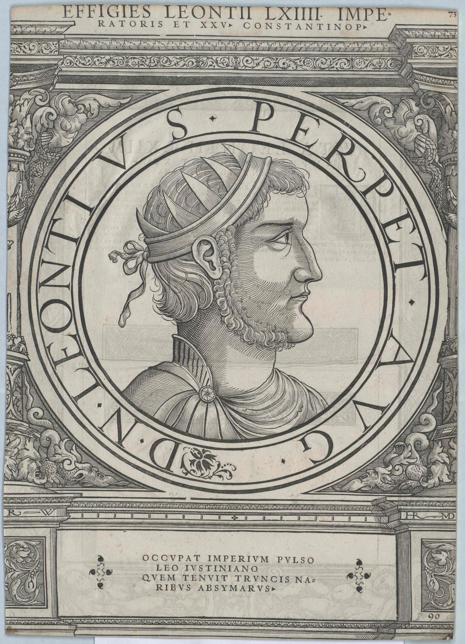 Cesarz wschodniorzymski Leontios (druk) autorstwa Rudolph Wyssenbach