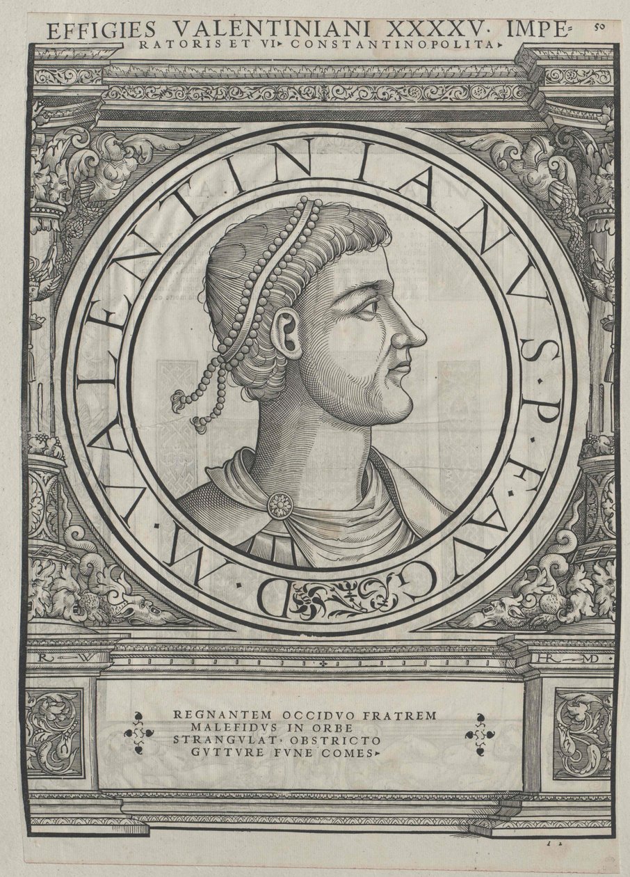 Cesarz rzymski Walentynian II (druk) autorstwa Rudolph Wyssenbach