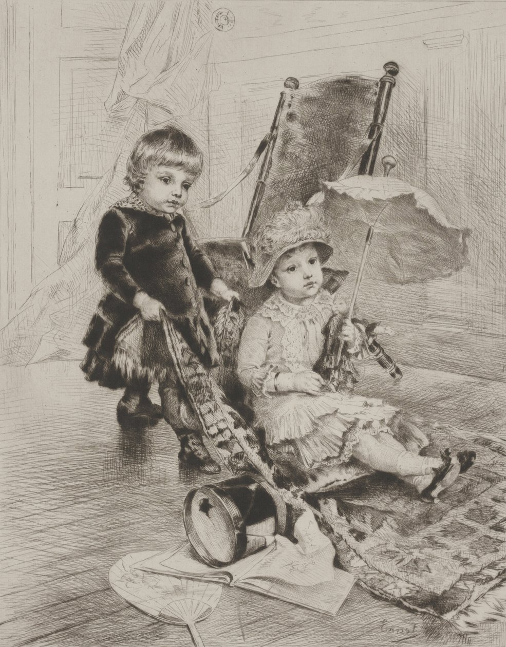 Pani w swoim powozie (sucha igła) autorstwa Rudolphe Ernst