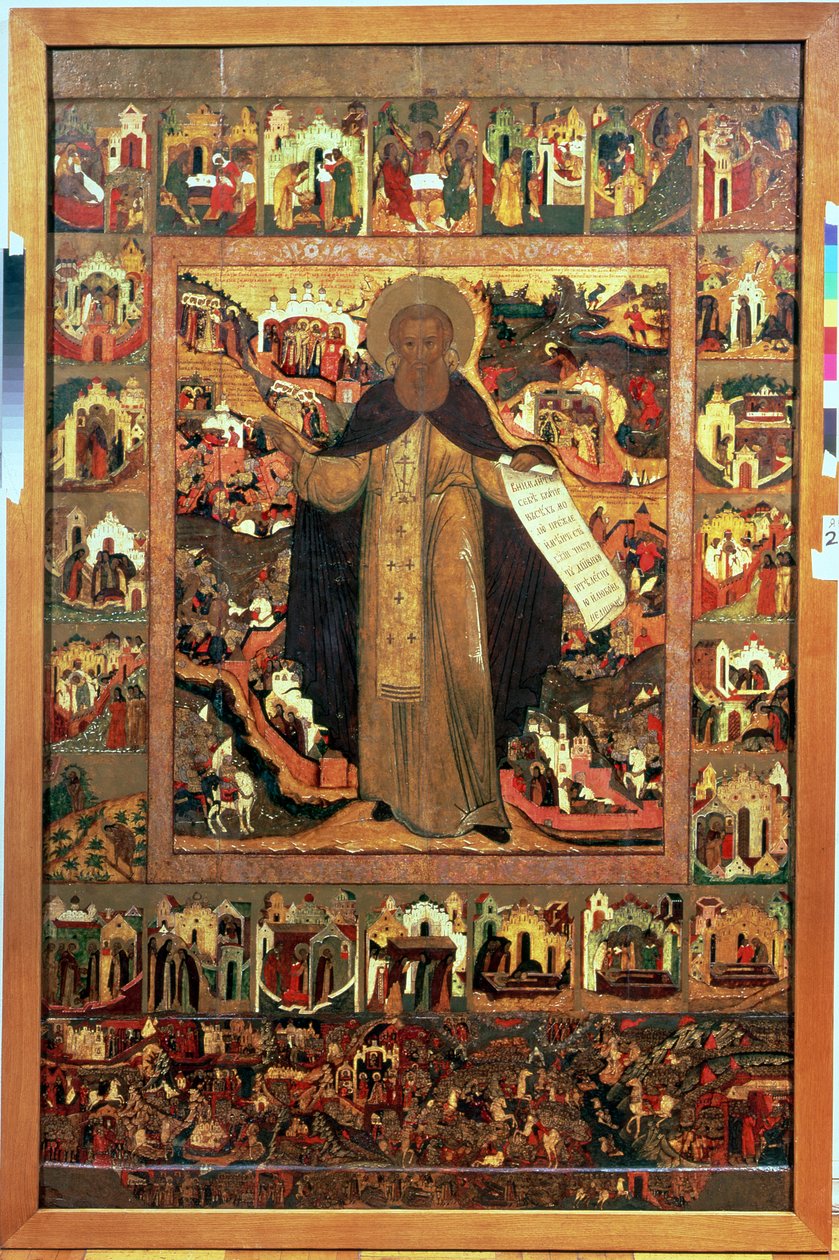 Życie św. Sergiusza z Radoneża, lata 40. XVII w. (tempera na desce) (szczegóły patrz 140823) autorstwa Russian School