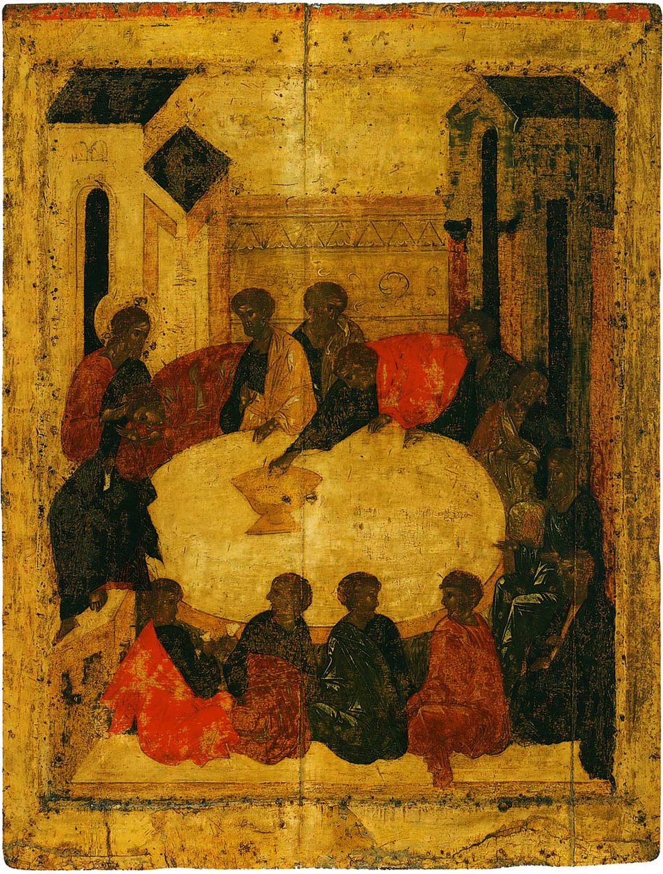 Ostatnia Wieczerza (tempera i złoty płatek na desce) autorstwa Russian School