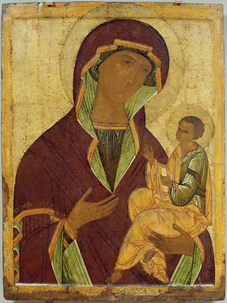 Virgin and Child, c.1500 (tempera on panel)poli autorstwa Russian School