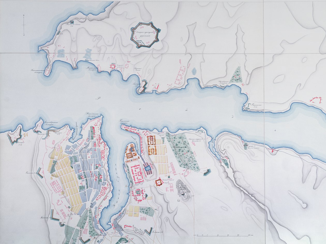 Mapa Sewastopola, 1854 autorstwa Russian School