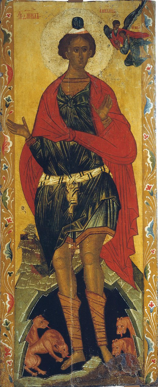 Daniel w lwiej jamie, XVI wiek. autorstwa Russian icon.
