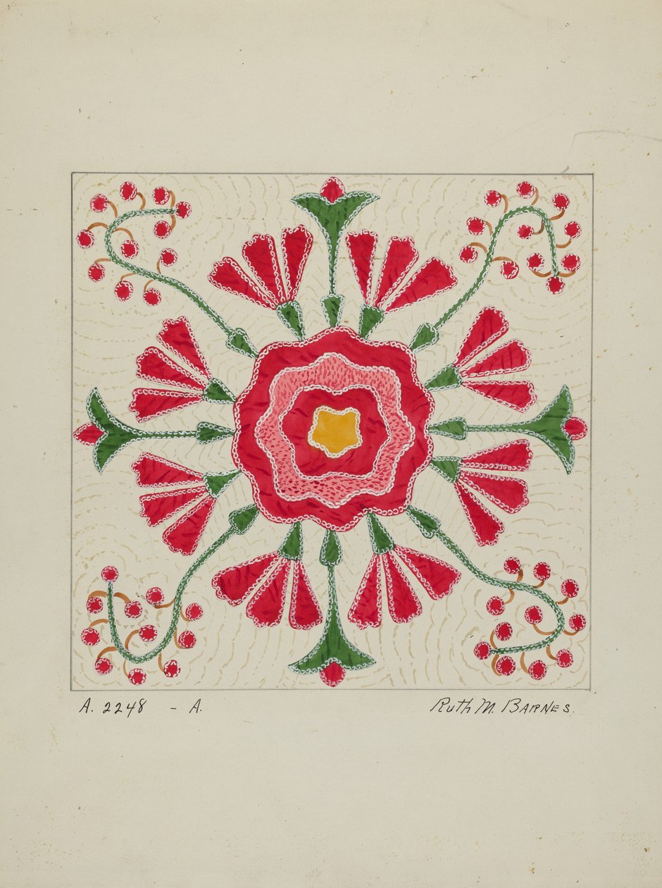 Kołdra z aplikacjami, ok. 1940. autorstwa Ruth M Barnes