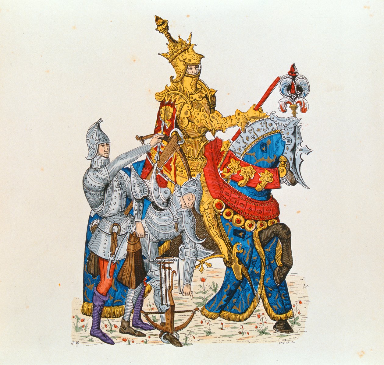 Król Karol VII Francji w ceremonialnym stroju autorstwa S. Gautier