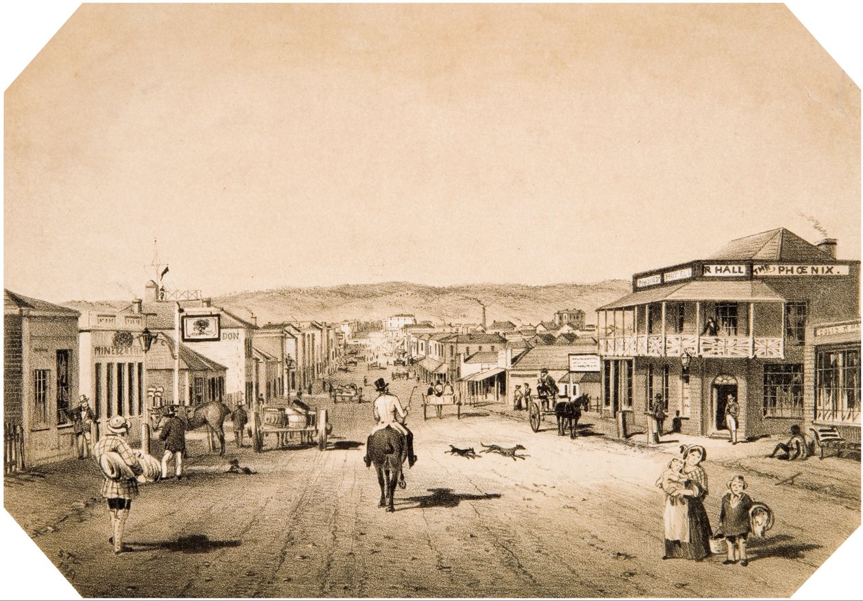 Widoki w Adelaide nr 2. Hindley Street patrząc na wschód autorstwa S. T. Gill
