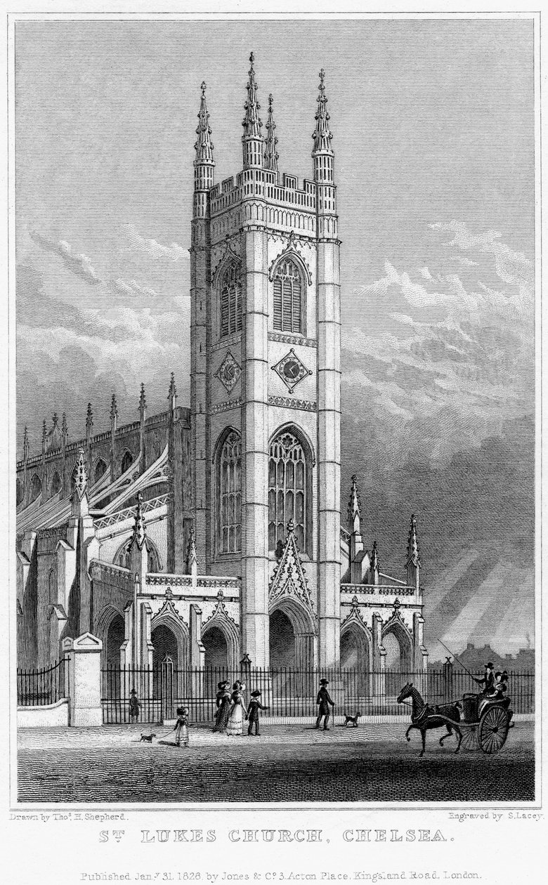 Kościół św. Łukasza, Chelsea, Londyn, 1828. autorstwa S. Lacey