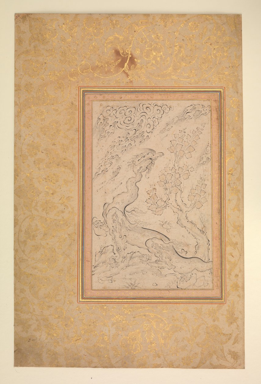 Smok i Chmury, ca. 1600. autorstwa Sadiqi Beg.